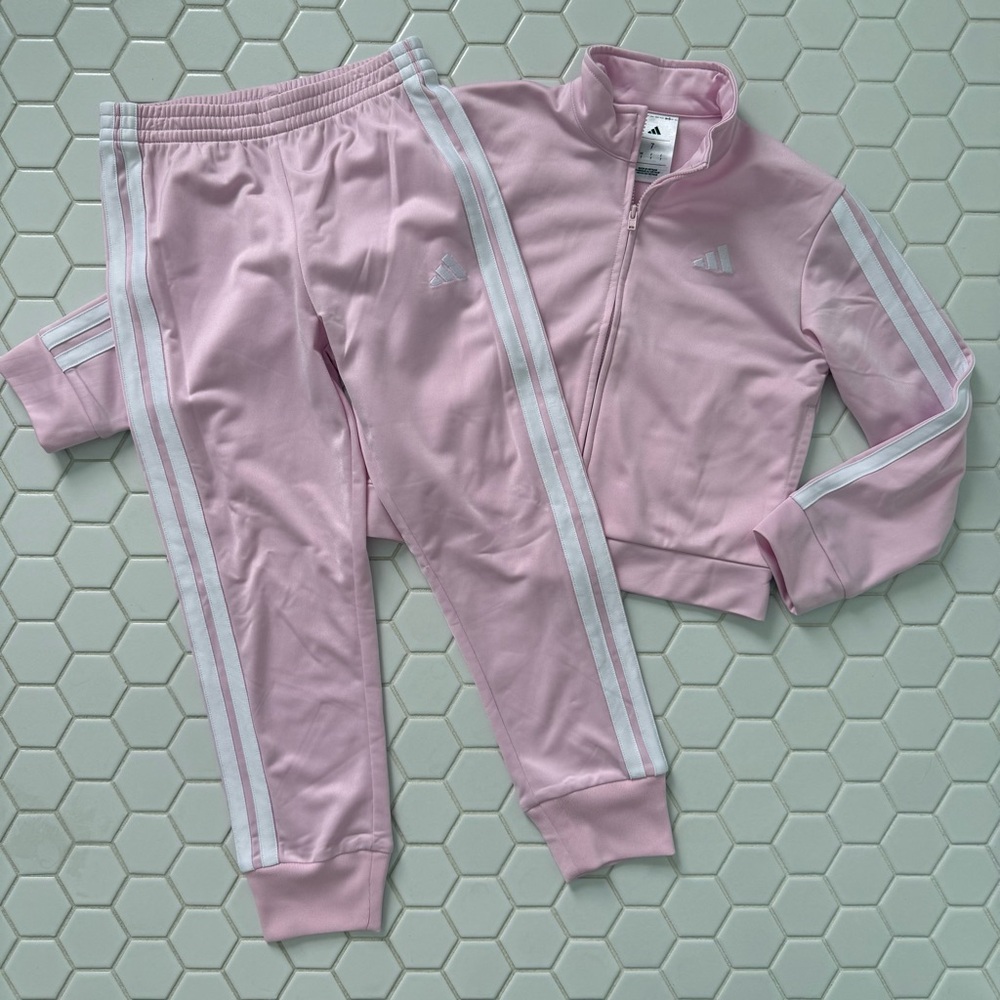 Adidas Kids Light Pink Sweatpants & Jacket Set